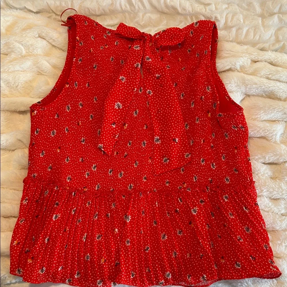 Zara Red Floral Peplum Blouse - Picture 5 of 7